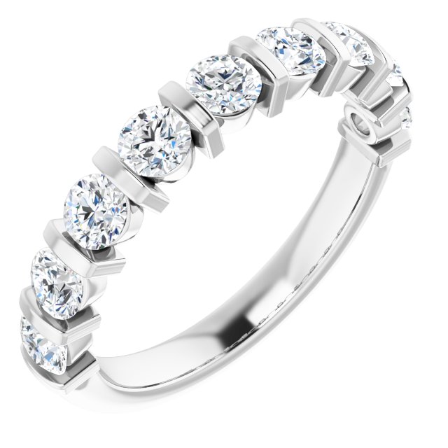 Platinum Round Natural Diamond Bar Channel-Set Anniversary Band – 3.2 mm Stones