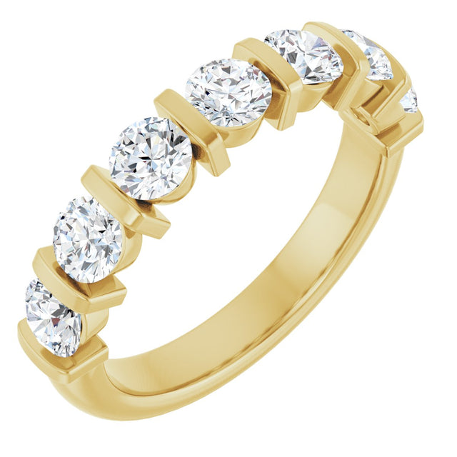 10K Gold Round Lab-Grown Diamond Bar Channel-Set Anniversary Band – 9/10–1 1/3 CTW - Yellow Gold
