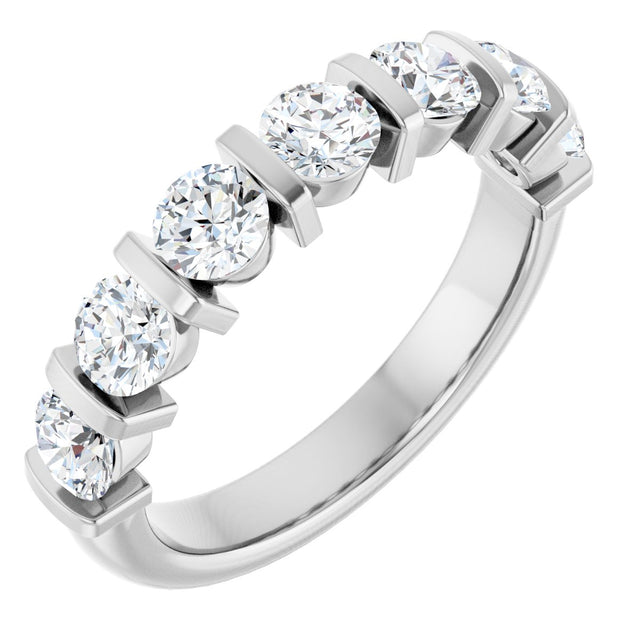 10K Gold Round Lab-Grown Diamond Bar Channel-Set Anniversary Band – 9/10–1 1/3 CTW - White Gold