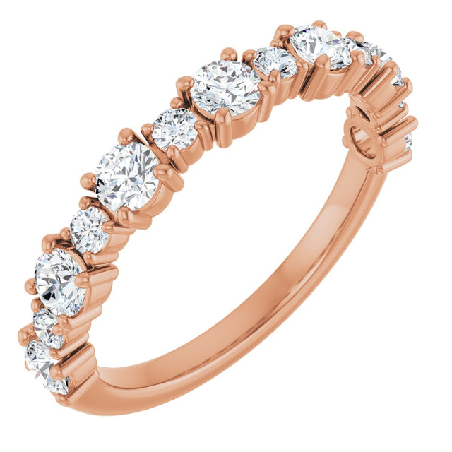 14K Gold Round Natural Diamond Anniversary Band – 3/8–3/4 CTW - Rose Gold