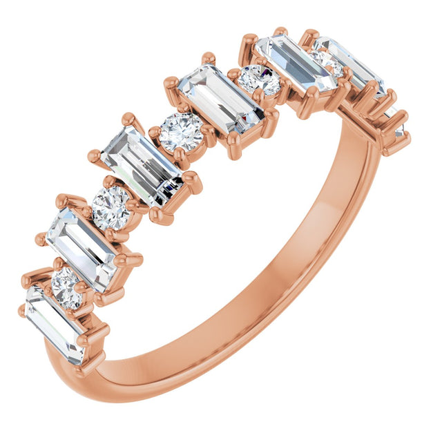 14K Gold Straight Baguette Natural Diamond Anniversary Band – 3/8–7/8 CTW - Rose Gold