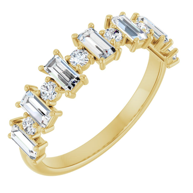 14K Gold Straight Baguette Natural Diamond Anniversary Band – 3/8–7/8 CTW - Yellow Gold