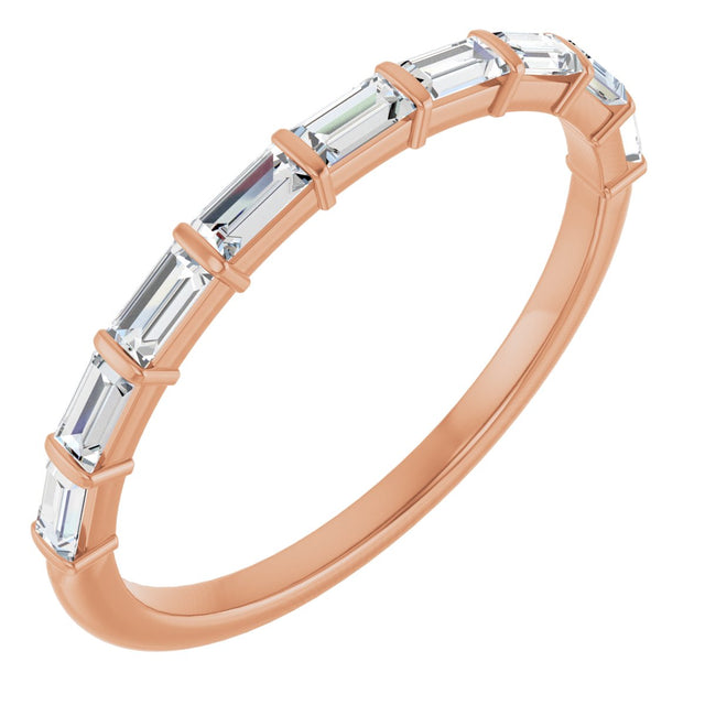 10K Gold Straight Baguette Natural Diamond Bar Channel-Set Anniversary Band β 1/5β5/8 CTW - Rose Gold