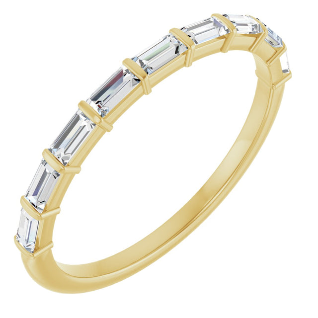 14K Gold Straight Baguette Lab-Grown Diamond Bar Channel-Set Anniversary Band – 3x1.5 mm Stones - Yellow Gold
