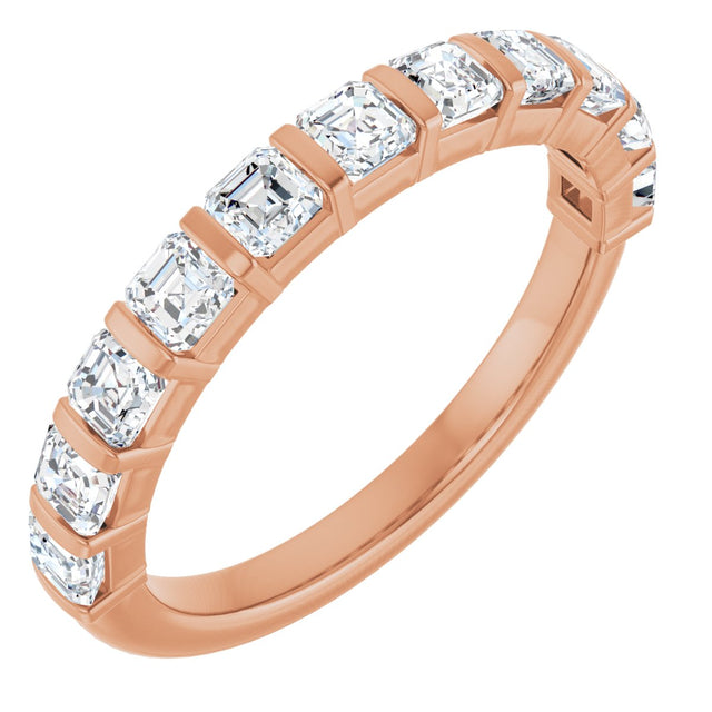 14K Gold Asscher Lab-Grown Diamond Bar Channel-Set Anniversary Band – 5/8–1 1/3 CTW - Rose Gold