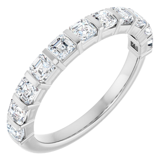 14K Gold Asscher Lab-Grown Diamond Bar Channel-Set Anniversary Band – 5/8–1 1/3 CTW - White Gold