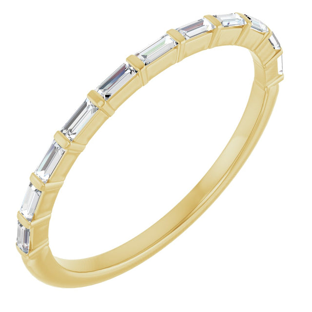 14K Gold Straight Baguette Natural Diamond Bar Channel-Set Anniversary Band – 2.5x1 mm Stones - Yellow Gold