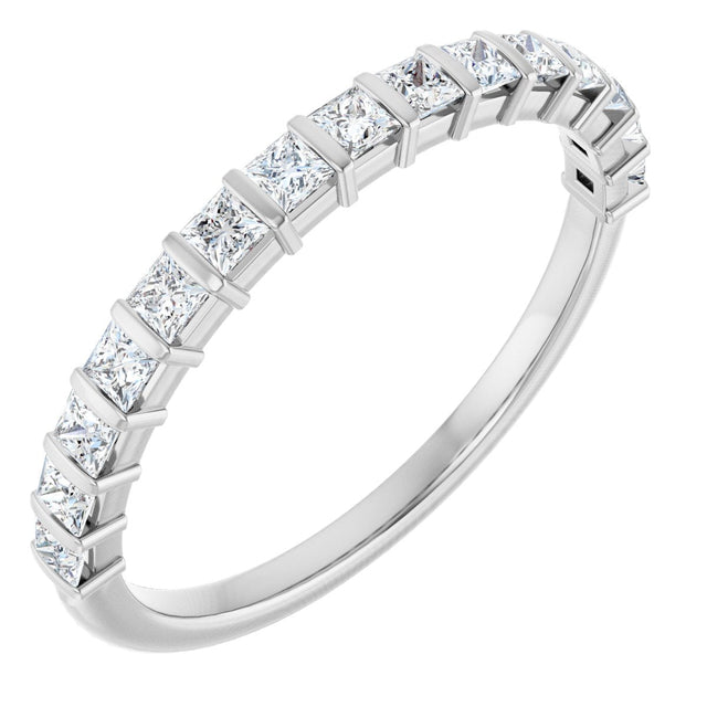 10K Gold Square Lab-Grown Diamond Bar Channel-Set Anniversary Band – 1/3–1 1/5 CTW - White Gold