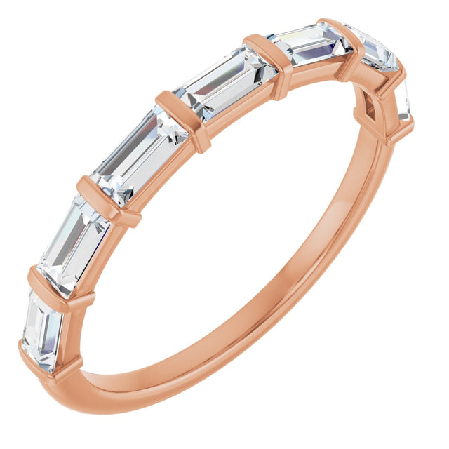 14K Gold Straight Baguette Natural Diamond Bar Channel-Set Anniversary Band – 4x2 mm Stones - Rose Gold