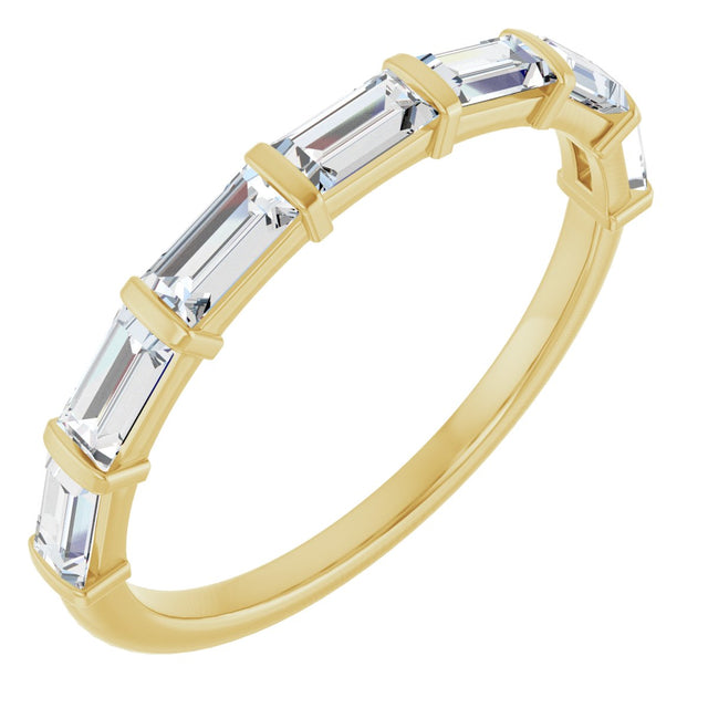 10K Gold Straight Baguette Natural Diamond Bar Channel-Set Anniversary Band – 3/4–1 CTW - Yellow Gold