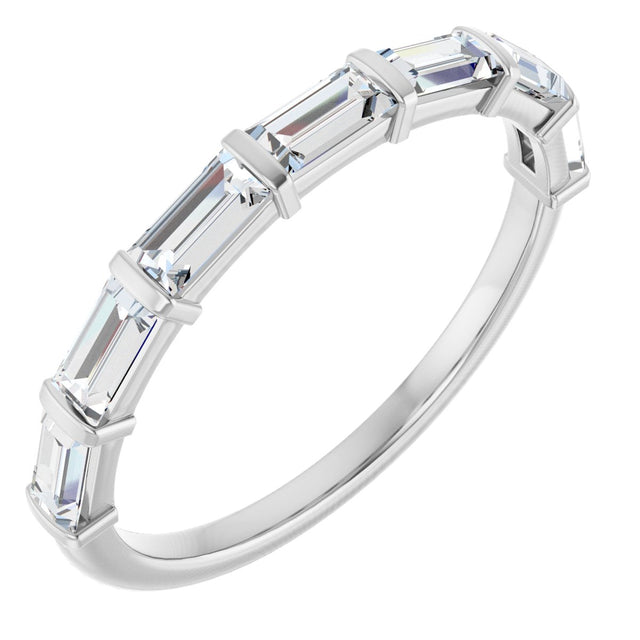 10K Gold Straight Baguette Lab-Grown Diamond Bar Channel-Set Anniversary Band – 3/4–9/10 CTW - White Gold