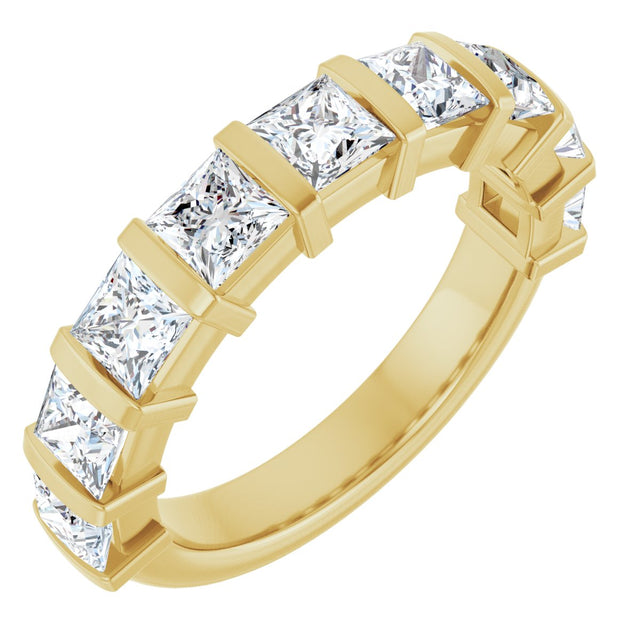 14K Gold Square Lab-Grown Diamond Bar Channel-Set Anniversary Band – 1 1/2–2 3/4 CTW - Yellow Gold