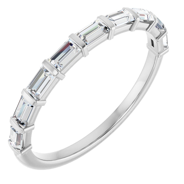 10K Gold Straight Baguette Lab-Grown Diamond Bar Channel-Set Anniversary Band – 1/5–1/2 CTW - White Gold