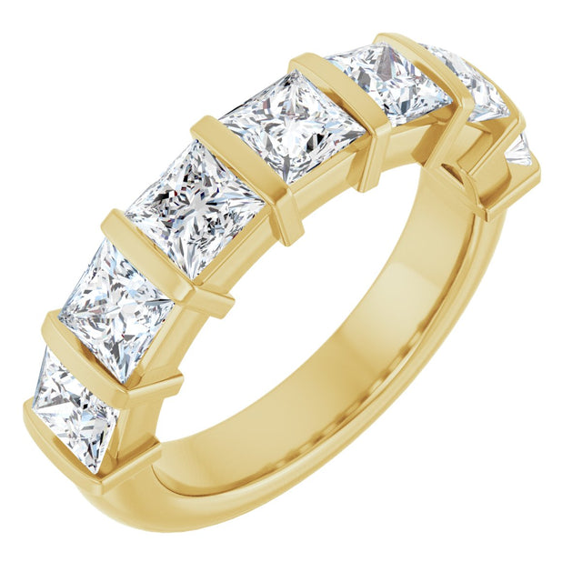 14K Gold Square Lab-Grown Diamond Bar Channel-Set Anniversary Band – 1 1/2–2 3/4 CTW - Yellow Gold