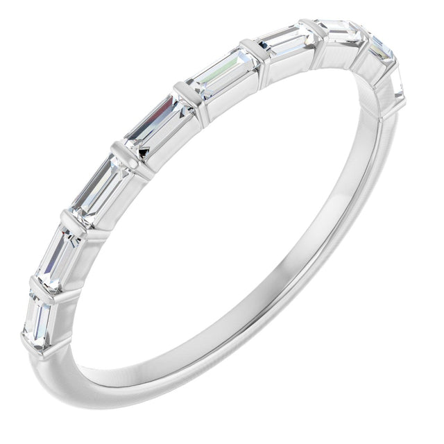 10K Gold Straight Baguette Lab-Grown Diamond Bar Channel-Set Anniversary Band – 1/5–1/2 CTW - White Gold