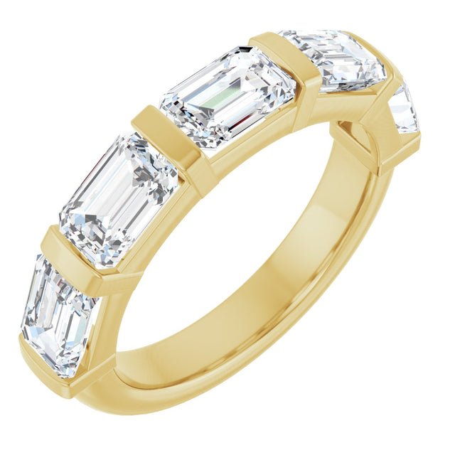 14K Gold Emerald Natural Diamond Bar Channel-Set Anniversary Band – 1 7/8–2 1/2 CTW - Yellow Gold