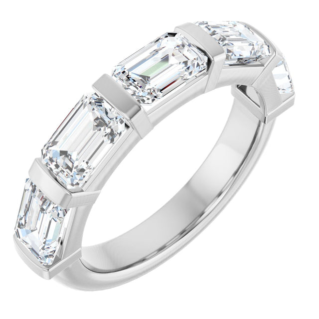 14K Gold Emerald Natural Diamond Bar Channel-Set Anniversary Band – 1 7/8–2 1/2 CTW - White Gold