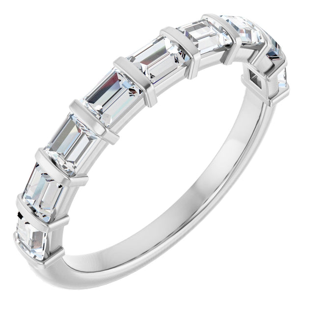 Platinum Straight Baguette Natural Diamond Bar Channel-Set Anniversary Band – 3x2.5 mm Stones