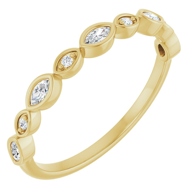 14K Gold Marquise Natural Diamond Anniversary Band – 1/6–3/8 CTW - Yellow Gold