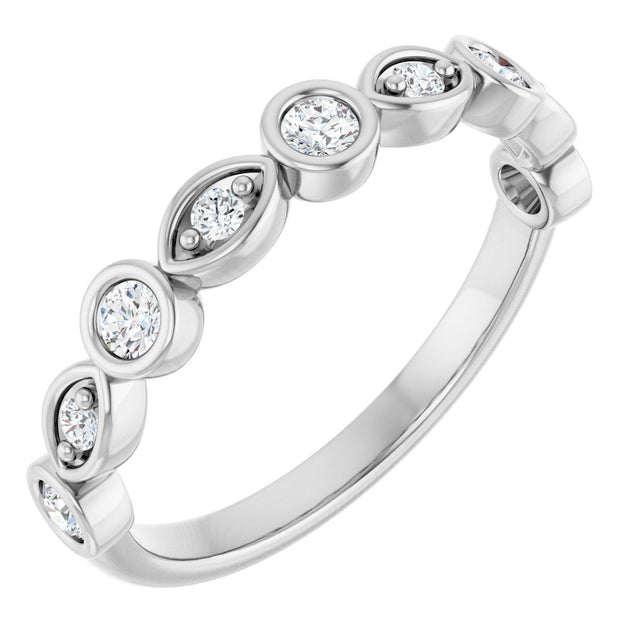 Platinum Round Natural Diamond Anniversary Band – 1/8–5/8 CTW