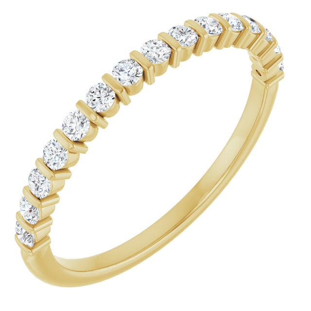 10K Gold Round Lab-Grown Diamond Bar Channel-Set Anniversary Band – 1/5–5/8 CTW - Yellow Gold