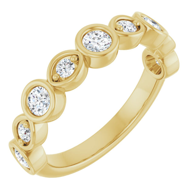 14K Gold Round Natural Diamond Anniversary Band – 1/8–5/8 CTW - Yellow Gold