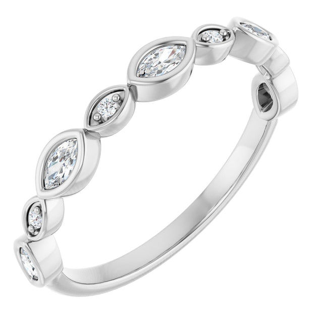 Platinum Marquise Natural Diamond Anniversary Band – 1/6–3/8 CTW
