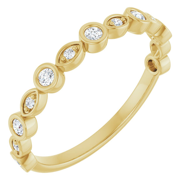 14K Gold Round Natural Diamond Anniversary Band – 1/8–5/8 CTW - Yellow Gold