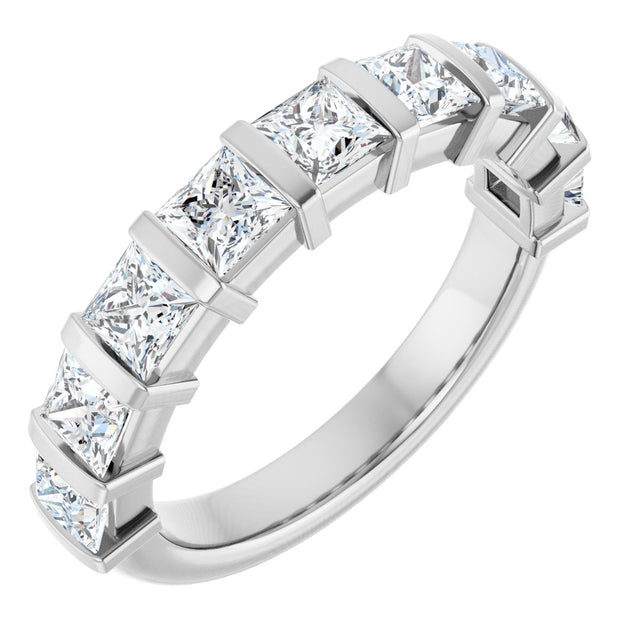 14K Gold Square Lab-Grown Diamond Bar Channel-Set Anniversary Band – 1 1/2–2 3/4 CTW - White Gold