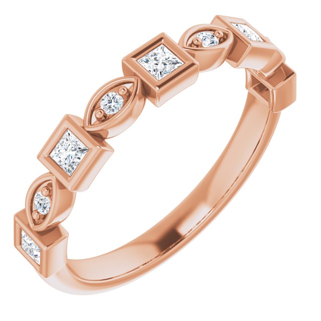 14K Gold Square Natural Diamond Anniversary Band – 1/5–9/10 CTW - Rose Gold