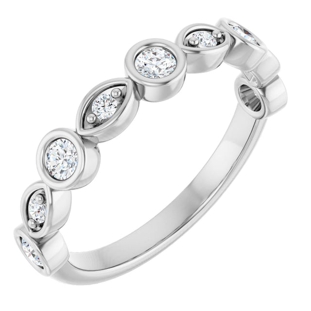 Platinum Round Natural Diamond Anniversary Band – 1/8–5/8 CTW