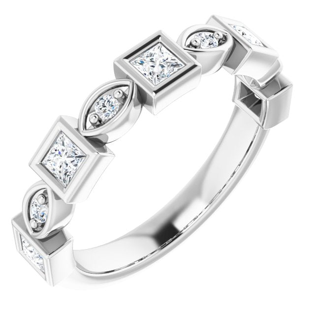 Platinum Square Natural Diamond Anniversary Band – 1/5–9/10 CTW