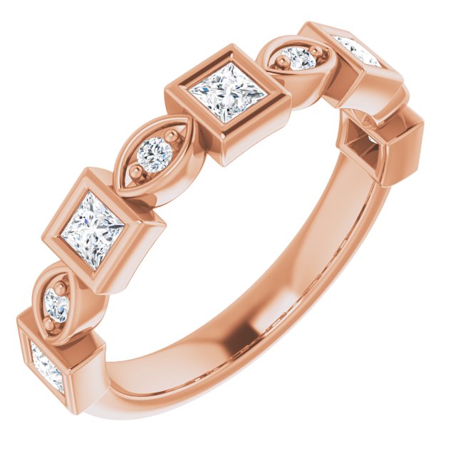 14K Gold Square Natural Diamond Anniversary Band – 1/5–9/10 CTW - Rose Gold
