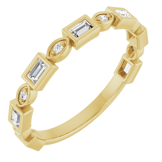 14K Gold Straight Baguette Natural Diamond Anniversary Band – 1/5–5/8 CTW - Yellow Gold