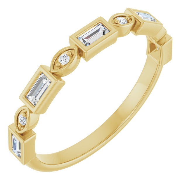14K Gold Straight Baguette Natural Diamond Anniversary Band – 1/5–5/8 CTW - Yellow Gold