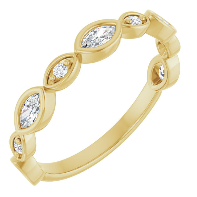 14K Gold Marquise Natural Diamond Anniversary Band – 1/6–3/8 CTW - Yellow Gold