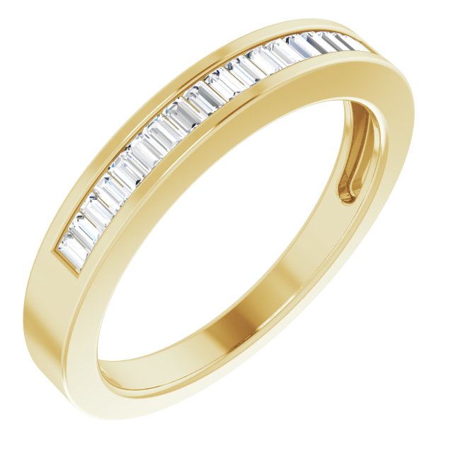 14K Gold Straight Baguette Natural Diamond Channel-Set Baguette Tapered Anniversary Band – 2x1.1 mm Stones - Yellow Gold