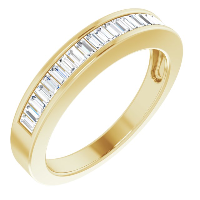 18K Gold Straight Baguette Natural Diamond Channel-Set Anniversary Band – 2.4x1.2 mm Stones
