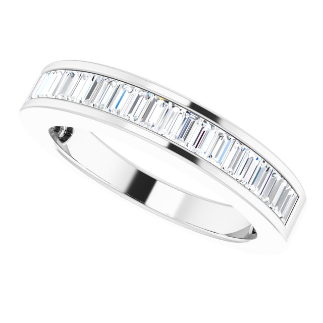 Platinum Straight Baguette Natural Diamond Channel-Set Anniversary Band – 2.4x1.2 mm Stones - view 5