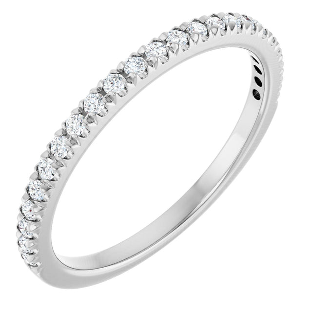 14K Gold Round Lab-Grown Diamond French-Set Anniversary Band – 1/8–1/3 CTW - White Gold