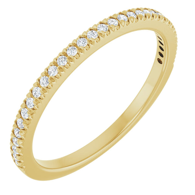 14K Gold Round Natural Diamond French-Set Anniversary Band – 1/8–1/3 CTW - Yellow Gold