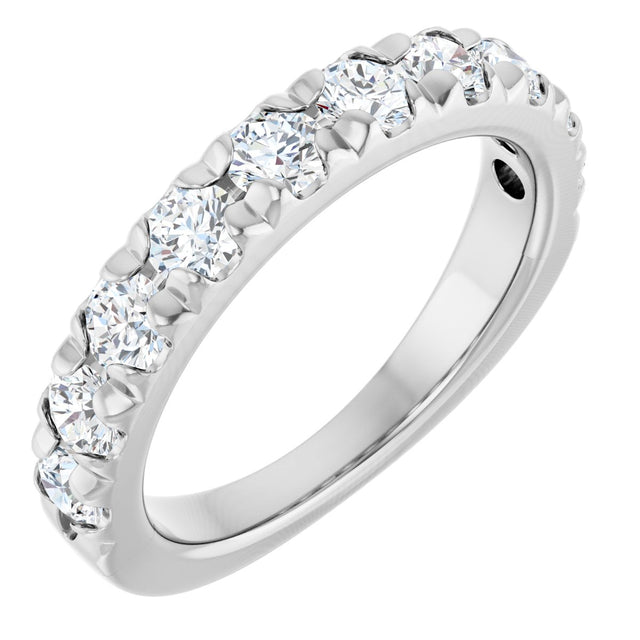Platinum Round Natural Diamond French-Set Anniversary Band – 3.2 mm Stones