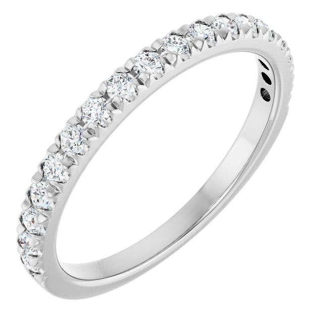 14K Gold Round Natural Diamond French-Set Anniversary Band – 1/8–1/3 CTW - White Gold