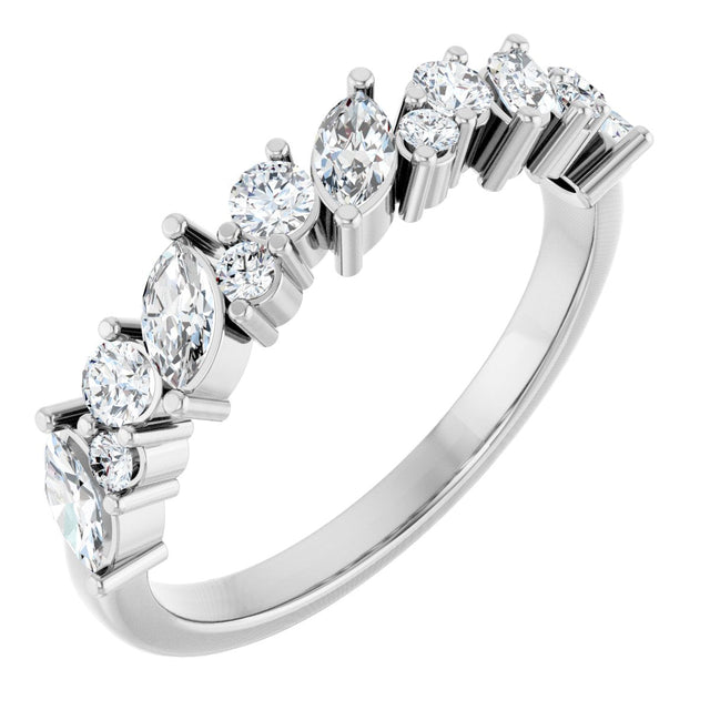 Platinum Marquise Natural Diamond Anniversary Band – 3/4 CTW