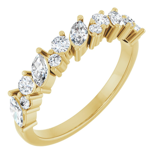14K Gold Marquise Lab-Grown Diamond Anniversary Band – 3/4 CTW - Yellow Gold
