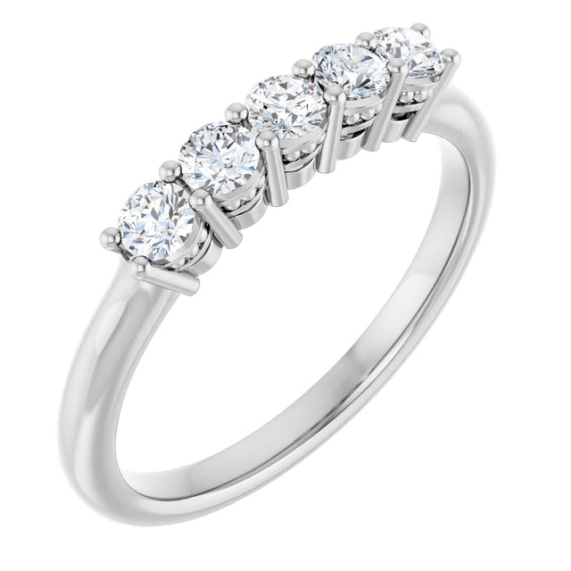 Platinum Round Natural Diamond Five-Stone Anniversary Band – 1/6–5/8 CTW