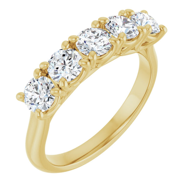 10K Gold Round Lab-Grown Diamond Five-Stone Anniversary Band – 1–2 1/2 CTW - Yellow Gold