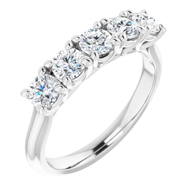 10K Gold Round Lab-Grown Diamond Five-Stone Anniversary Band – 1–2 1/2 CTW - White Gold