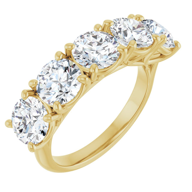 10K Gold Round Lab-Grown Diamond Five-Stone Anniversary Band – 2 5/8–4 CTW - Yellow Gold