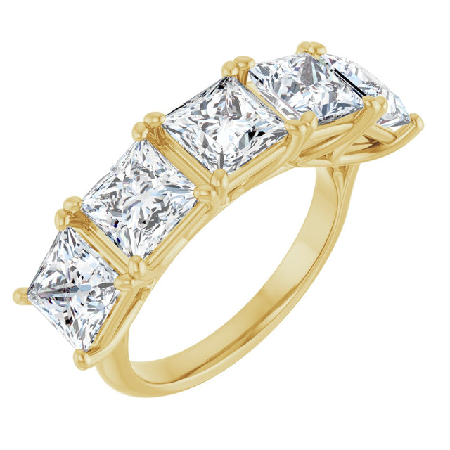 10K Gold Square Natural Diamond Five-Stone Anniversary Band – 1 9/10–5 1/5 CTW - Yellow Gold